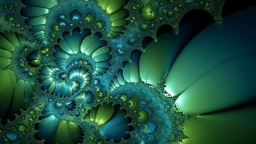 Blauwgroene fractals van Mysterious Spectrum