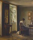 Näherin näht in einem Interieur, Carl Holsøe von Meisterhafte Meister Miniaturansicht