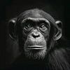Schwarz-Weiß-Porträt eines Schimpansen-Affen von Margriet Hulsker