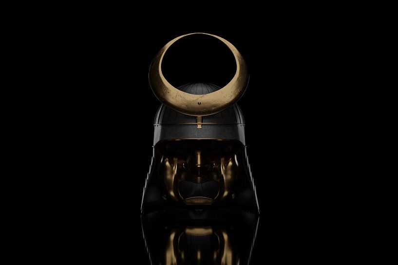 Casque de samouraï dans la lumière dramatique Low Key par Besa Art