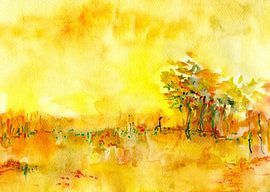 Lichtlandschap met boom van Claudia Gründler