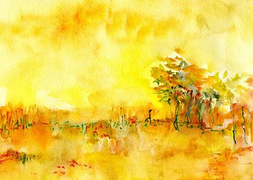 Lichtlandschap met boom van Claudia Gründler