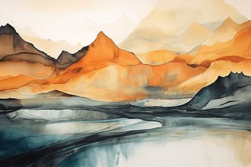 Abstrakte Landschaft in Aquarell von Uncoloredx12