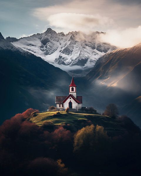 Kapelle in den Bergen von fernlichtsicht