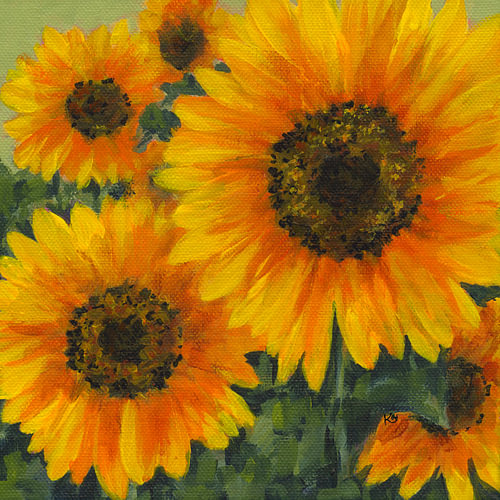 Feld voller leuchtender Sonnenblumen zwei
