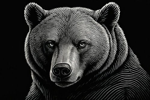 Zwart wit beer close-up