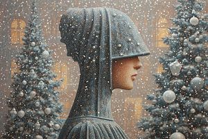 Frauenprofil | Hut voller Ornamente
