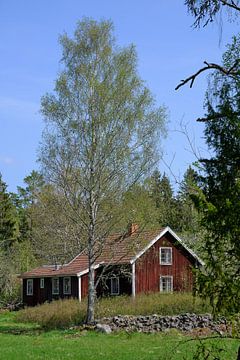 Rood huis in zweden van Geertjan Plooijer