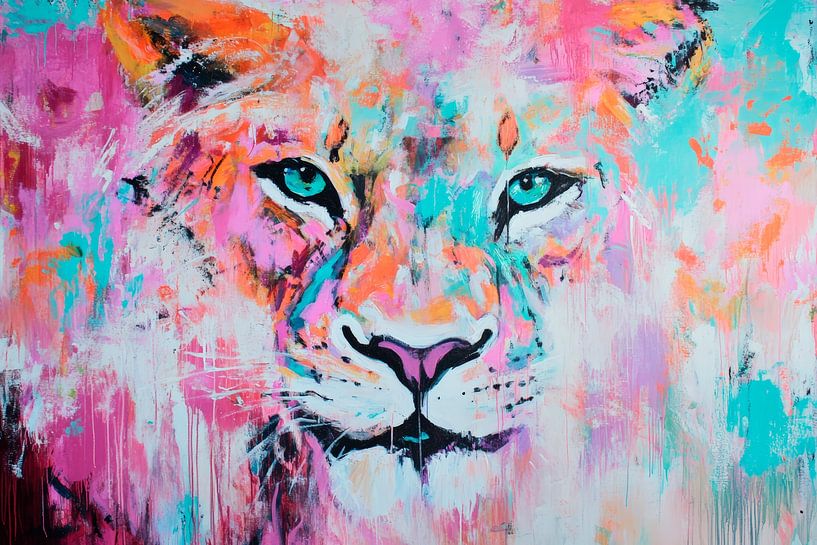 Colourful lion's head - Artistic representation by Poster Art Shop