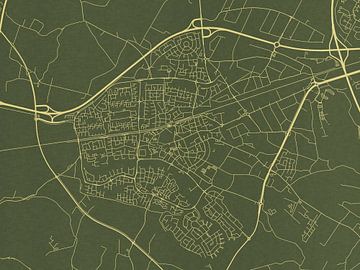 Carte de Wijchen en or vert sur Map Art Studio