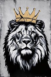 Löwe mit goldener Krone Kunstwerk von Imperial Art House