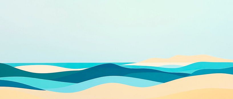 Paysage côtier abstrait dans les tons bleus par Poster Art Shop