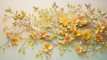 magnifiques couleurs pastel de printemps, fleurs jaunes, design artistique sur Animaflora PicsStock