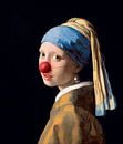 Fille avec une boucle d'oreille en perle avec un nez de clown par Maarten Knops Aperçu