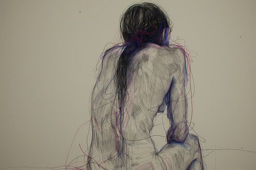 Abstracte vrouw in kleurrijke lijnen