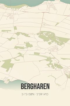 Vintage landkaart van Bergharen (Gelderland) van MijnStadsPoster