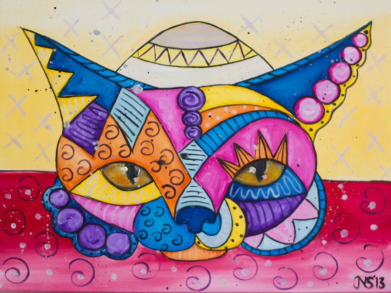 colorful Cat-3 van Nathalie Snoeijen-van Eck