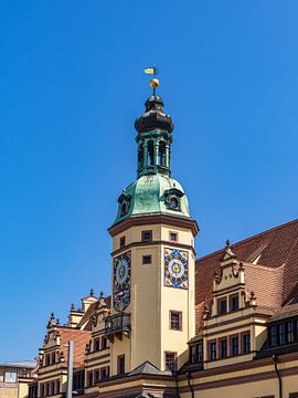 Toren van het oude stadhuis in de stad Leipzig