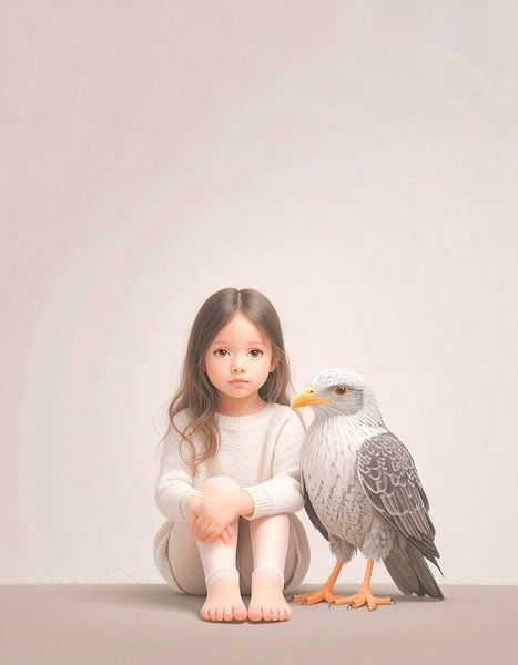 Girl with bird... by Ans Bastiaanssen
