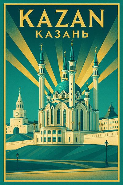 Kazan Kul Sharif Mosque Poster – Tatarstan Kremlin Architecture Art Print by Travel Shop