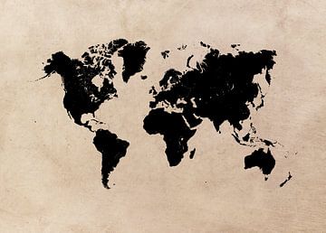 wereldkaart zwart beige #kaart #wereldkaart van JBJart Justyna Jaszke