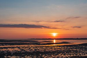 Sonnenaufgang im Wattenmeer auf der Insel Amrum.