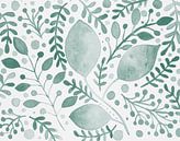 Aquarel takken groenblauw van Angela Minca thumbnail