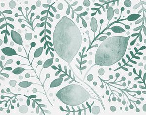 Branches aquarelles sarcelle