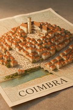 Diorama van de Oude Stad van Coimbra - Portugal Erfgoed Wanddecoratie van Travel Shop