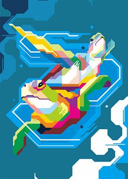 DIVING TURTLE WPAP by Taufan Heriyansyah