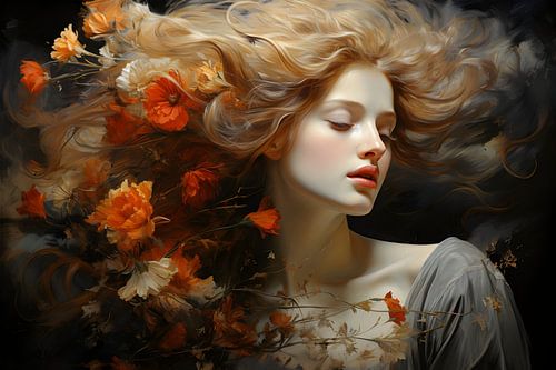 Dromerig bloemenmeisje