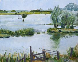 Overflowing IJssel near Zalk by Antonie van Gelder Beeldend kunstenaar