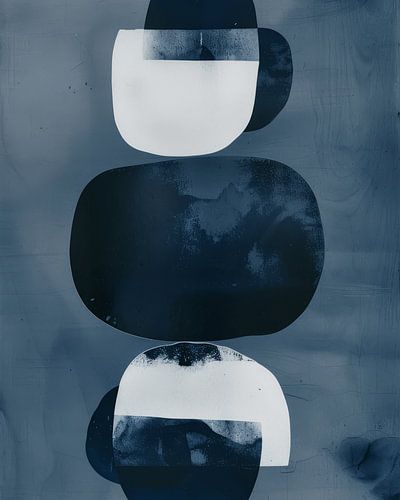 Japandi in cobalt blue, modern and abstract