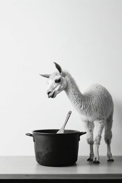 Llama in the kitchen by Poster Art Shop