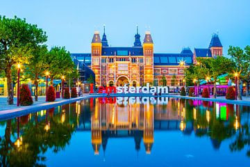 Rijksmuseum reflection in pond, Amsterdam by Lieuwe J. Zander