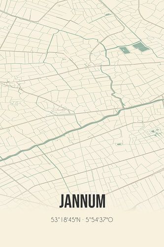 Alte Karte von Jannum (Fryslan)