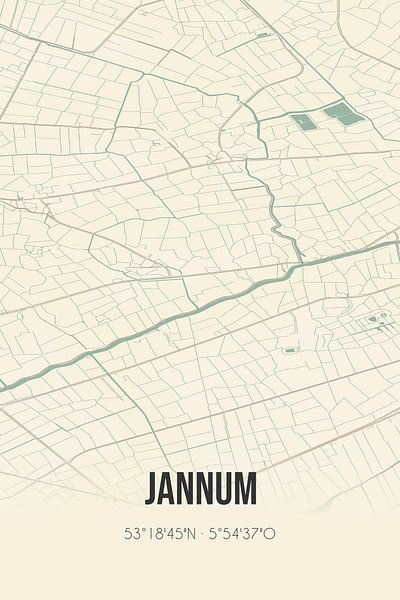 Vintage map of Jannum (Fryslan) by Prints of Place