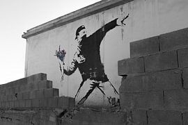 Banksy 'Rage' / 'Blumenwerfer-Graffiti von Sander J