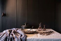 Oud Hollands stilleven met tin en glas