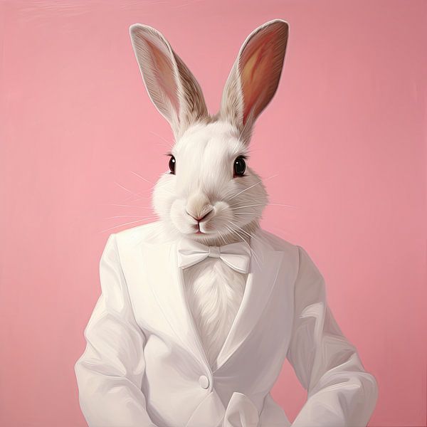 Rabbit portrait of Mr Rabbit by Vlindertuin-Art
