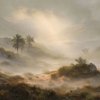 Nevellicht boven het woestijndal