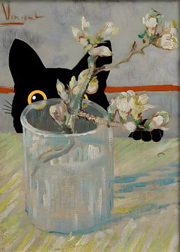 Black Cat Print Van Gogh Still Life by Outdoor Way