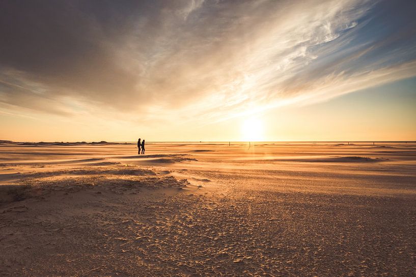 Sunset on the beach of Zeeland by Peter Haastrecht, van