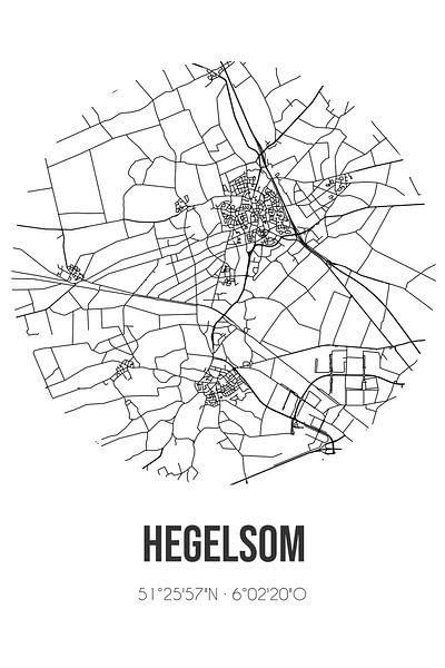 Hegelsom (Limburg) | Map | Black and white by Prints of Place