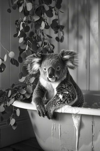 Ontspannen koala in de badkamer - een charmante badkamerfoto voor je toilet