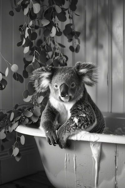 Koala détendu dans la salle de bain - Un charmant tableau de salle de bain pour vos toilettes par Poster Art Shop