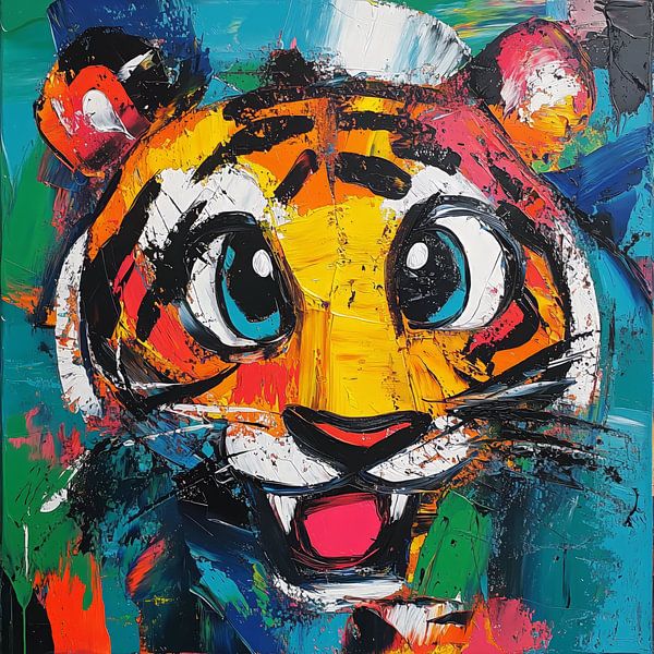 Cheerful Tiger in Colourful Style by Emil Husstege