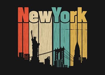 Vintage Skyline van New York van Hazen Rocky