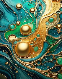 Goud en groen met patroon