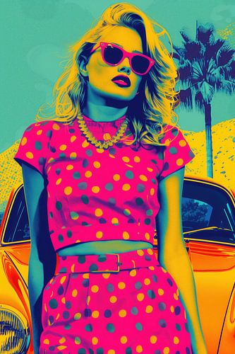 Glamour psychédélique des blondes | Pop art rose fluo sur Frank Daske | Foto & Design